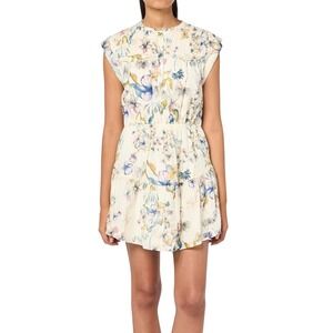 Steve Madden Floral Print Dress Sleeveless Mini Casual Ivory Size M